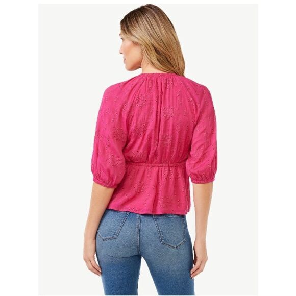 Women’s Sofia Vergara Eyelet Baby Doll Soft Comfy Blouse Top Shirt Size M - Picture 4 of 7